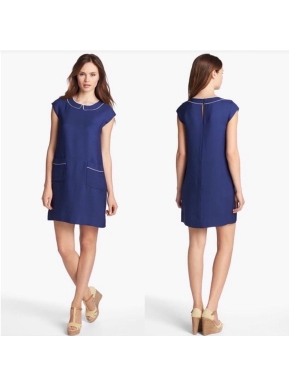 Kate Spade Thelma Peter Pan Colar Dress Navy Blue With Pockets size 2